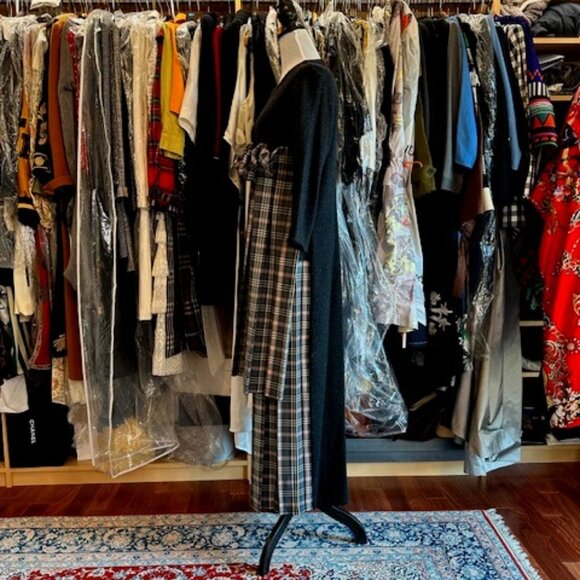 Hache Plaid Print Long Dress Size 42 - Picture 2 of 9